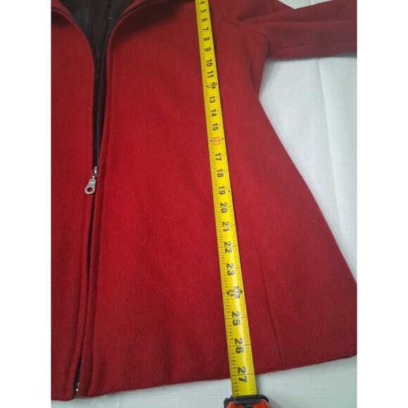 Pritti by Kristen Blake Women's Size M Wool Pea Coat w/Pockets Dark Red Classy - Picture 7 of 14